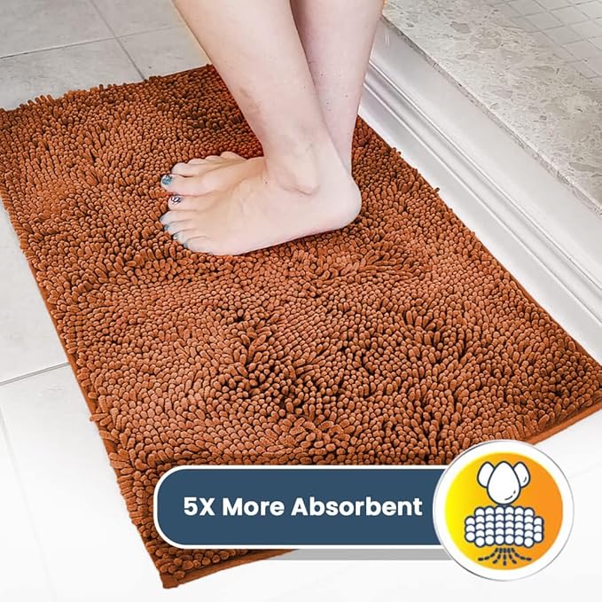 Muddy Mat® | Super Absorbent Door Mat Indoor, Microfiber Quick Dry Chenille Entryway Rug, Non-Slip Front Door Mat, Indoor Mats for Entryway, Machine Washable Pet Rug, Orange Runner 24"X60"