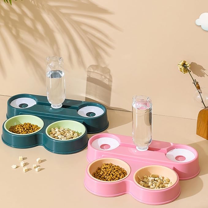 4 in 1 Dogs Feeders Automatic Cats Food Water Bowl Waterer Double Large Capacity Double Bowl Pet Supplies Pet Water and Dispenser