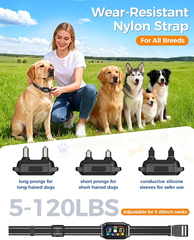 2-in-1 Dog Shock & Bark Collar with Remote – 4500FT Anti-Barking E Collars for Dog Training, IP67 Waterproof for Small Medium Large Breed (8-120Lbs)
