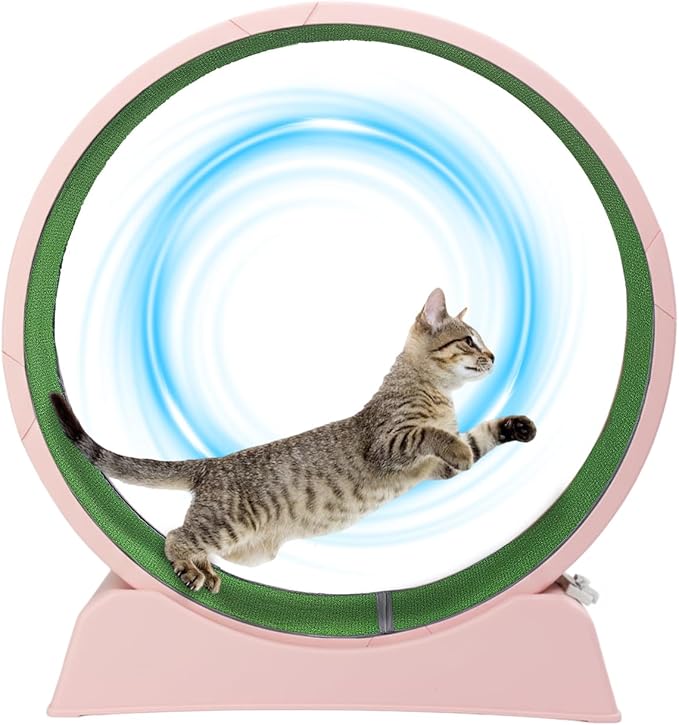 VINGLI Cat Exercise Wheel, 31" Cat Treadmill for Indoor Cats, Cat Running Wheel with Carpeted Runway for Weight Loss & Daily Exercise (Pink)