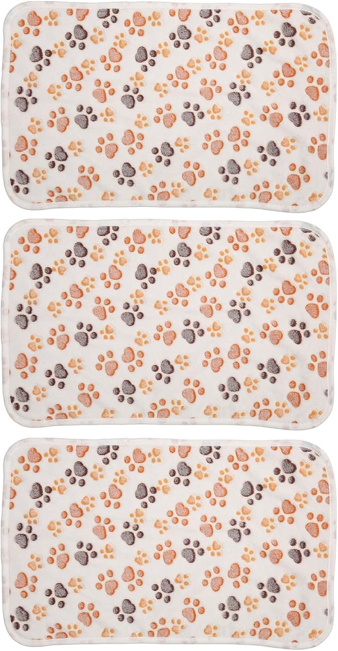 3Pcs Dog Paw Print Fleece Blanket, Pet Warm Sleep Mat, Coral Fleece Soft Dog Blanket with Cute Paw Design, Bite Resistant Pet Supplies for Dogs Cats Small Animals (S)