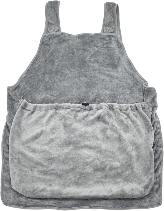 Pet Plush Carrier Apron with Adjustable Sleeping Bag Hands Free Sling Holder Cat Carrying Bonding Pouch for Small Dogs and Cats (Dark Gray)