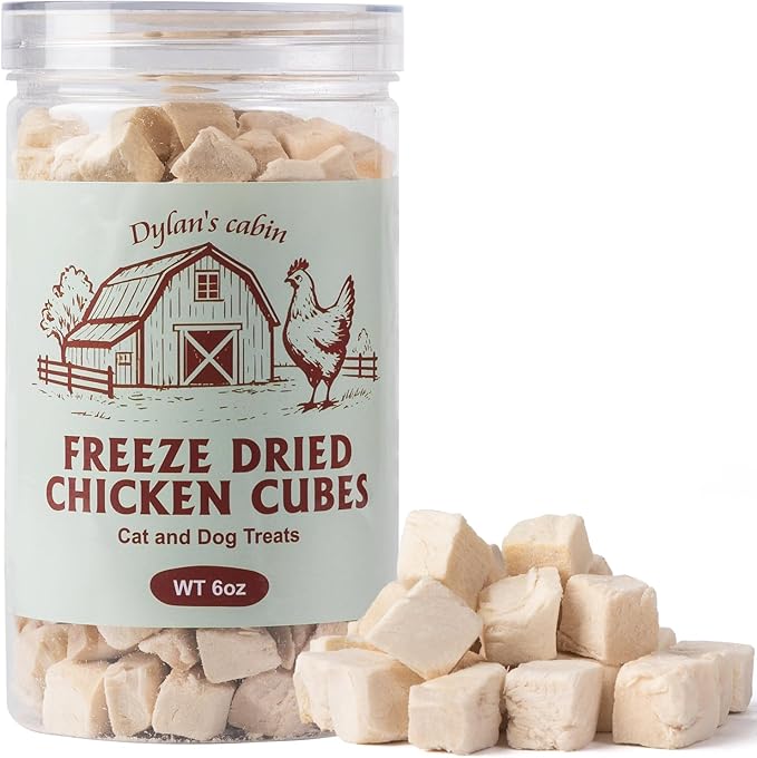 Dylan's cabin Freeze Dried Chicken 6oz- Single Ingredient High Protein Training Snacks or Natural Food Topper,Grain Free