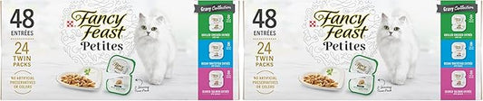 Fancy Feast Purina Gourmet Wet Cat Food Variety Package,Petites Gravy Collection,Break-Apart tubs,96 Servings - 2.8 oz. Tubs,(Pack of 48)