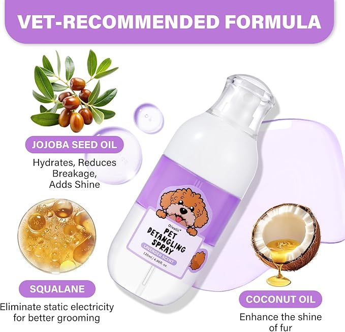 Doodle Detangler & Dematting Spray for Goldendoodles, Labradoodles & Poodles–Professional Leave-in Conditioner for Curly, High-Maintenance Coatswith Coconut Oil, Lavender Scent, Safe for Dogs & Cats