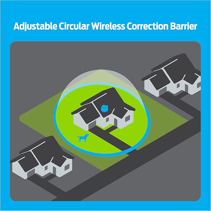 Premier Pet Wireless Dog Fence System - Adjustable Circular Boundary Up to ½ Acre - Waterproof Collar with Tone & 5 Static Levels - No Digging - Expandable to Include Multiple Dogs