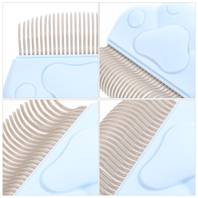 SUPVOX 2Pcs Cat Grooming Combs Indoor Hair Tool for Pets Stainless Steel Abs Material Comfortable Cat Paw Massage Brush for De-shedding and Hair Removal Suitable for Daily Use and Bath