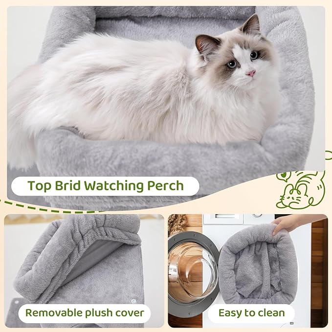 24inch Tall Cat Tree with 2 Cat Condo and Mouse Toy Cozy Small Cat Tower with Scratching Post and Board for Kitties and Small Cats.（Light Grey） (22 * 13 * 28)