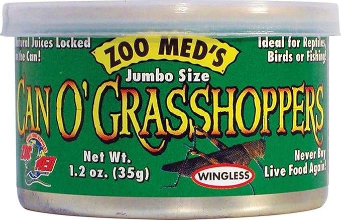 Zoo Med Can O' Jumbo Sized Grasshoppers 1.2 oz - Pack of 4