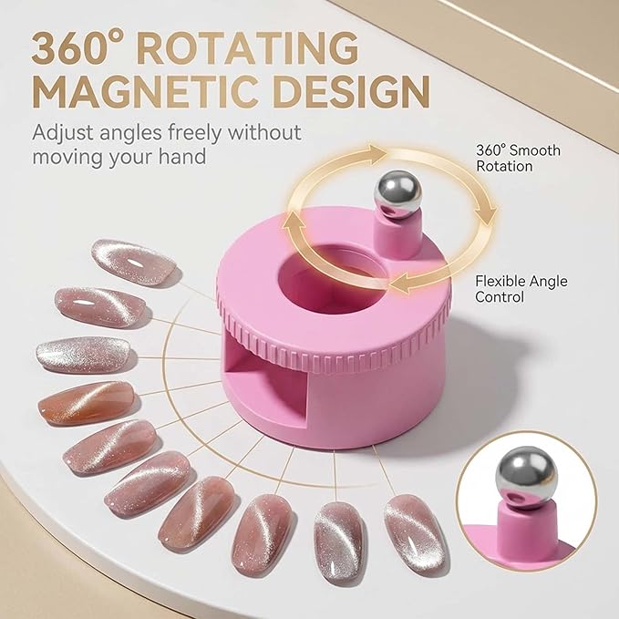 2026 New Rotating Cat Eye Magnet, 360° Rotating Cat Eye Magnet For Nails,Glass Bead NailMagnet