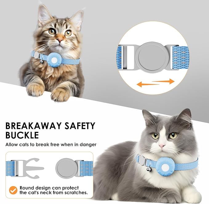 Cat GPS Tracker, Smart GPS Tracker Compatible with Apple Find My App (Only iOS), No Monthly Fee, Waterproof
