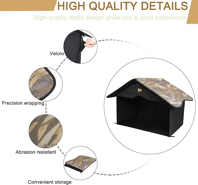 Outdoor Cat House, Waterproof Pet Shelter/Dining Room, for Feral/Community Cats (Camo1)