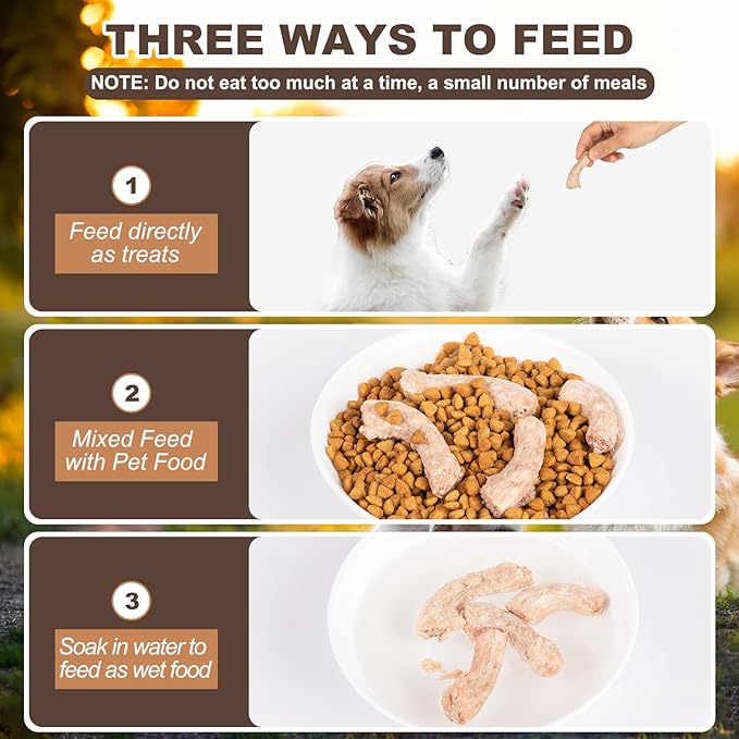 Freeze-Dried Chicken Necks Dog Cat Treats,Single Ingredient Turkey Necks High Protein,Grain Free for Teeth Cleaning & Support Joints(20 Pcs)