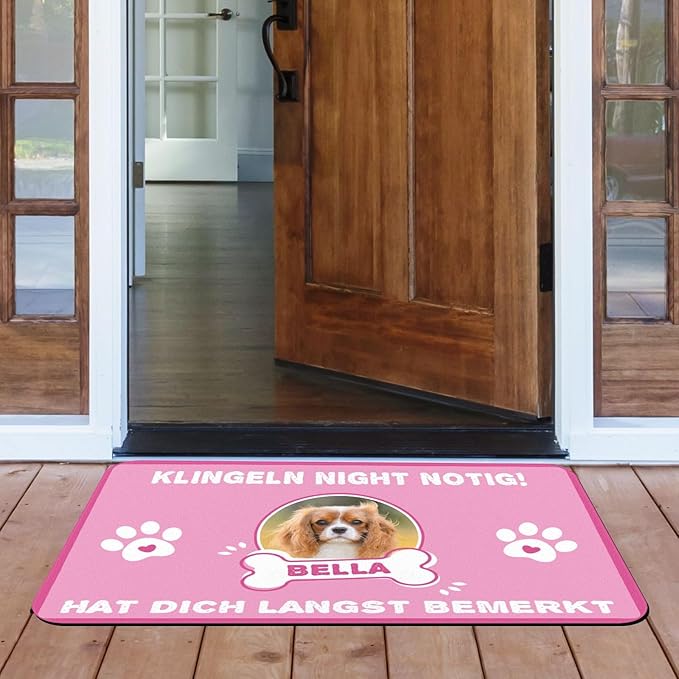 Generic Personalized Pink Welcome Doormat, Custom Funnychore Cat, Dog & Pet Mat - Kitchen, Bathroom, Picnic, Camping, Onesize - Style-4