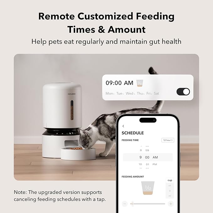 PETLIBRO Automatic Cat Feeder,5G WiFi Automatic Dog Feeder with Freshness Preservation,5L Timed Cat Feeders with Low Food Sensor,Up to 10 Meals Per Day,Granary Pet-Feeder for Cats/Dogs,(Pack of 4)
