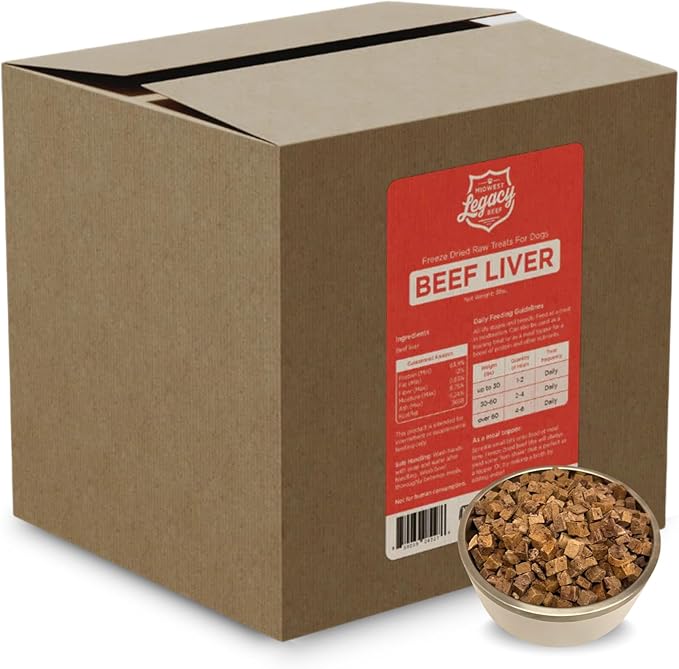 Freeze Dried Beef Liver Dog Treats Raw Single Ingredient | Premium High Protein, Natural and Healthy Nutritious Pet Dog Training Treat Made in The USA, 3 Lbs