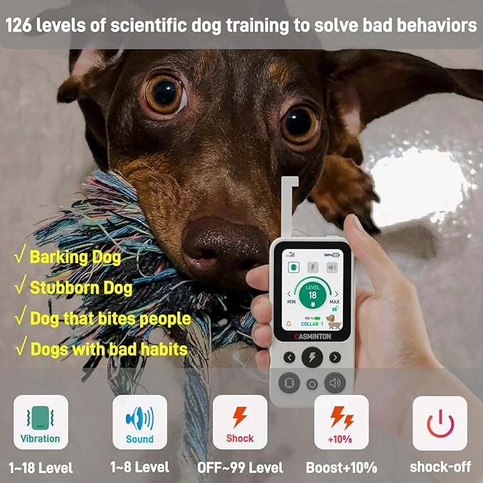 Shock Collar for 2Dogs [CRS01Pro]126 Training Levels, 4 Powerful Modes With 2.8-inch LCD high-definition display100% Safe Training Collar for Large Medium Small Dogs IPX7 Waterproof E Collar