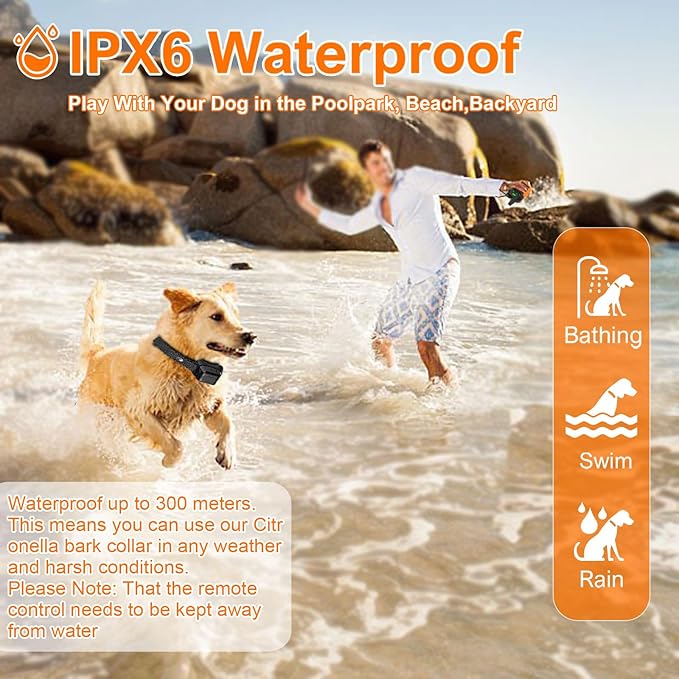 Citronella Training Collar for Dog, [No Citronella Refill] Spray Dog Training Collar with Beep/Vibration/Spray 4 Mode & 6 Adjustable Sensitivities, IPX7 Waterproof Dog Bark Collar for L/M/S Dogs
