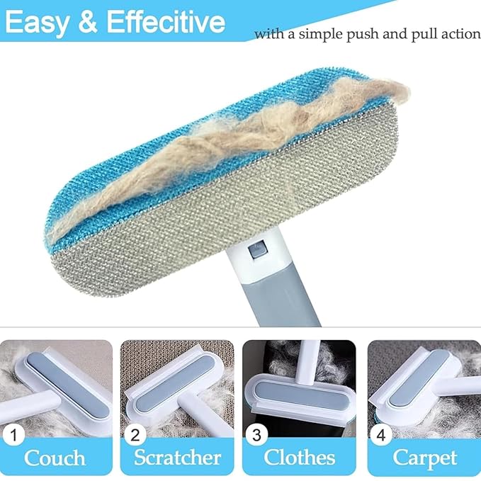3-in-1 Pet Hair Remover, Multifunctional Hair Removal Brush, Multifunctional Pet HairRemover with Long Handle, Window Screen Cleaning Brush, for Carpets, Couches, Beds, Car Seats (1Pcs)