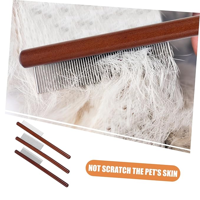 Garneck 3pcs Pet Grooming Comb Handle Comb for Cats Dematting Tool for Fur Types Portable Easy to Use Pet Supply