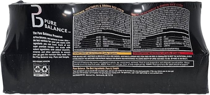 Pure Balance Chicken and Beef Vegetables and Brown Rice Stew Wet Dog Food, 12.5oz Cans (6 Count)