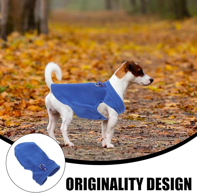 Small and Medium Dog Fleece Vest Warm Sleeveless Sweater with D-Ring Leash Attachment Navy Blue S Winter Coat for Outdoor Pet Supplies