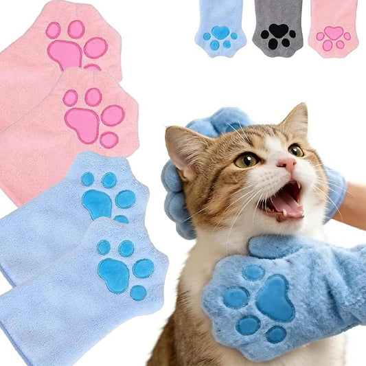 Paw Bathing Towel for Cats Dogs,Makes Paws Washing Easy & Stress-Free,Soft Reusable Pet Grooming Towel,Quick-Dry, Machine Washable Paw Cleaning Mitt for Cats Pets (4pcsB)