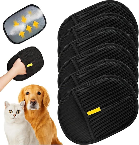 Pet Hair Remover Gloves – Double-Sided Reusable Electrostatic Cleaning Mitts for Cats, Dogs, Furniture, Clothing, Carpet, Car Seats – Efficient Fur Removal for Home (6 Pcs)
