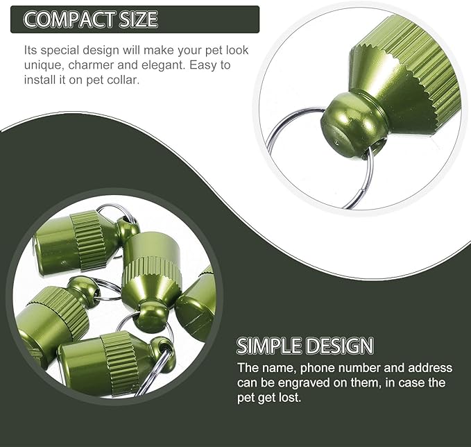 5pcs Aluminum Alloy Dog Id Tags Pet Collar Anti-Lost Address Tags Green for Puppy and Dog Supplies