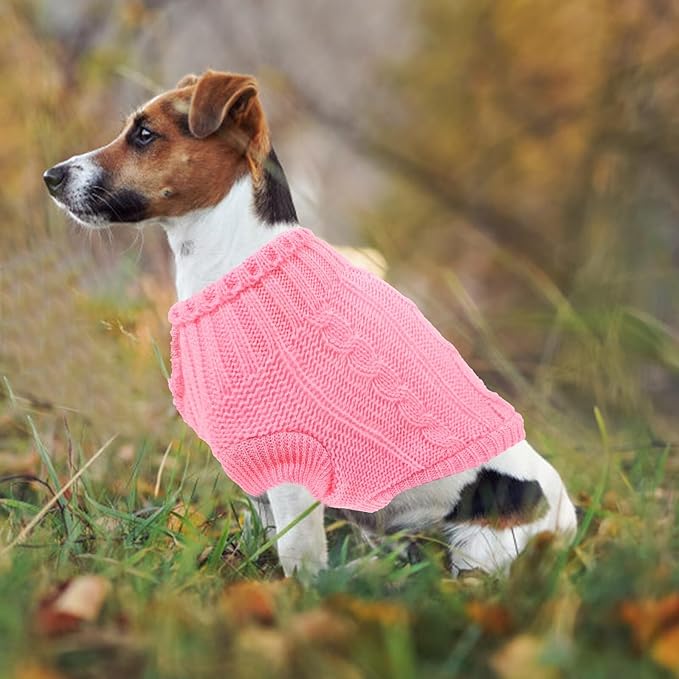 Warm Dog Sweater Turtleneck Pullover Knitted Thermal Coat Size 4 Pink for Winter Puppy Clothing Pet Supply