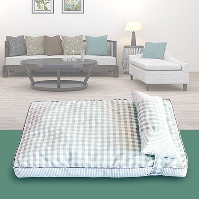 Dog Sofa Bed, Removable Washable Cover, 4 Season Universal, Soft Plush Plaid Cat Bed, Comfortable Pet Supplies (M)