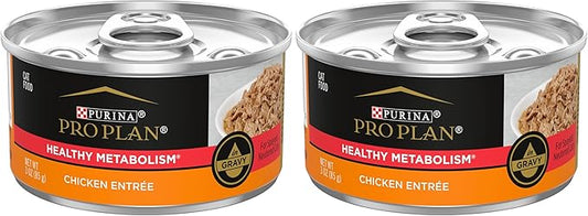 Purina Pro Plan High Protein Gravy Wet Cat Food,Specialized Healthy Metabolism Formula Chicken Entree - 3 oz. Pull-Top Cans,(Pack of 48)
