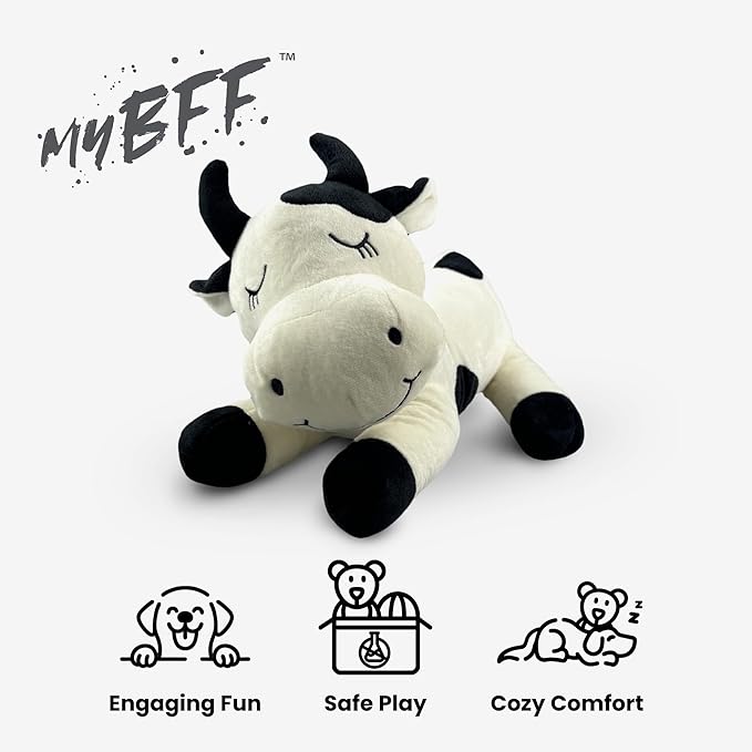 NANDOG My BFF Daisy The Cow Plush Dog Toy – Soft Squeaky Pet-Only Toys for Dogs & Cats – Durable, Cuddly & Adorable Pet Companions for Playtime, Fetch & Snuggles