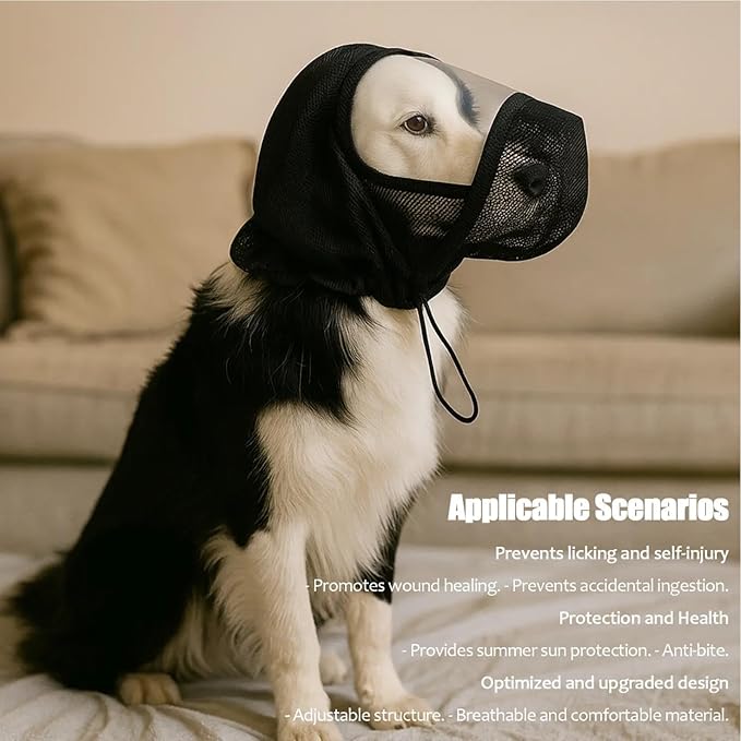 Soft Dog Muzzle,Mesh Adjustable Pet Supplies | Barkless Training Dogs Mouth Muzzle | for Small Medium Large Puppy Home Travel Walking Outdoor Camping Vet Visit