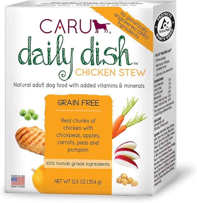 Caru – Daily Dish Chicken Stew, Natural Adult Wet Dog Food With Real Chunks Of Chicken, With Added Vitamins And Minerals, Non-Gmo Ingredients (12.5 Oz)