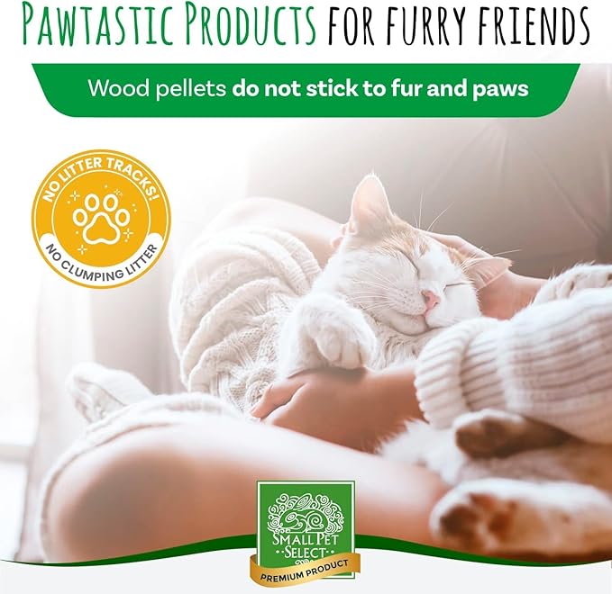 Small Pet Select Premium Pine Pelleted Cat Litter, 100% All Natural Pellet Kitty Litter, Non Clumping Non Tracking Low Dust Litter Meant for Use with Sifting Litter Box, Made in USA, 25 lbs