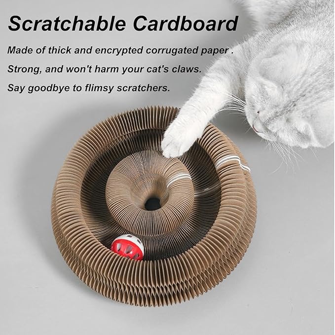 Kitlty Kurliz Cat Toy,Magic Organ Cat Toy,Magic Organ Cat Scratcher Board,Foldable Recyclable Cat Accordion Toy for Indoor Cat Playing,Interactive Scratch Pad with Toy Ball (1pc)