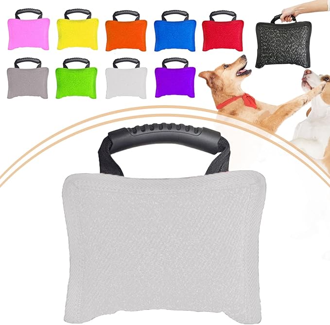 Baoblaze Dog Bite Pillow Tough Tug Toy Practical Portable Outdoor Pet Supplies for Small and Medium Sized Dogs Biting Pad with Handle, White