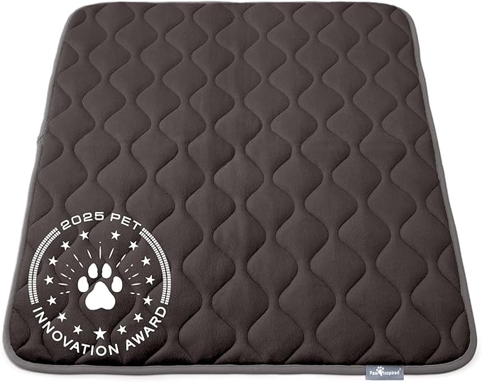 Paw Inspired Washable Padded Crate Mats for Dogs | 41” x 28” Pad, Fits 42-inch Kennels | Leakproof, Waterproof Bottom, Plush Pet Beds (Gray)