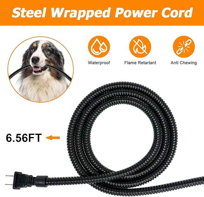 Heated Water Bowl for Dog & Cat, Outdoor Heated Pet Bowl with Anti Chew Cord, Large Heated Dog Bowl Provides Drinkable Water in Winter for Dogs Cats Chickens Birds,0.98 Gallon/125 OZ,35 Watts