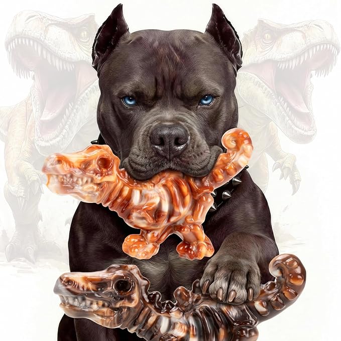 2 Pack Indestructible Dog Toys for Aggressive Chewers: Ultra-Dense Nylon, Bacon Flavor Chew Bones, Heavy Duty Tough Toys for Large Dogs