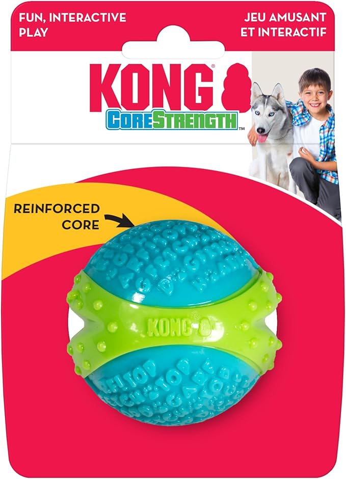 KONG CoreStrength Ball - Dog Dental Chew Toy - Durable, Multi-Layered Dog Toy for Enrichment Play & Dental Care - with Textured Body for Teeth Cleaning - for Large Dogs