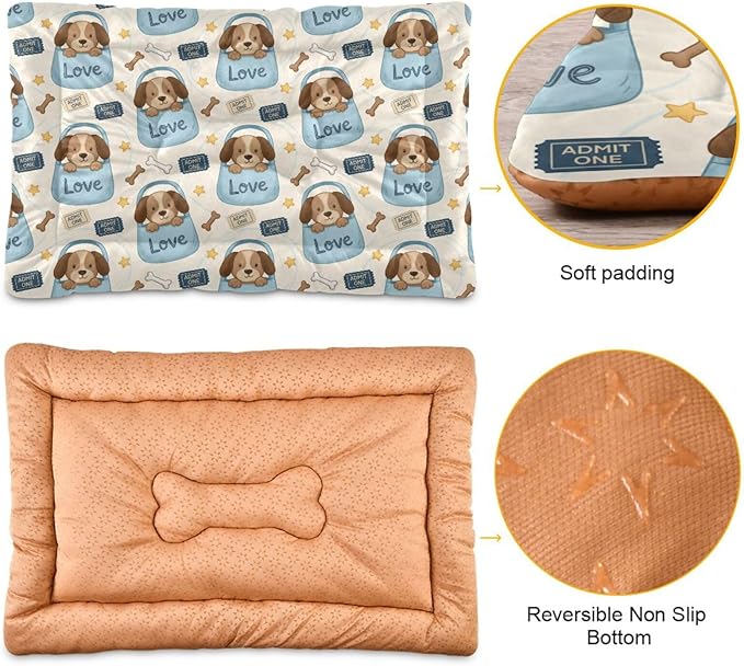 Dog Bed for Crate Washable Pet Sleep Pad, Dogs Kennel Mat with Non-Slip Bottom, Soft Fluffy Supplies Pet for Dogs and Cats (36x24 inch)