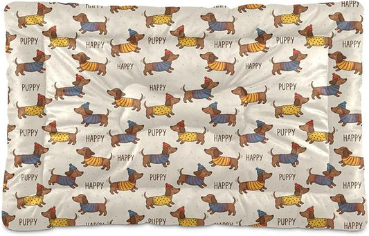 Dog Bed for Crate Washable Pet Sleep Pad, Puppy Print Kennel Mat with Non-Slip Bottom, Soft Fluffy Supplies Pet for Dogs and Cats (36x24 inch)