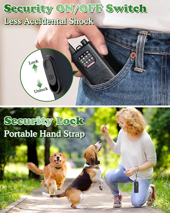 Wireless Dog Fence for 2 Dogs, Electric Dog Fence, Outdoor Portable Pet Containment System with Remote Training Collar, Adjustable Trength and Collar for Big Medium Small Dogs