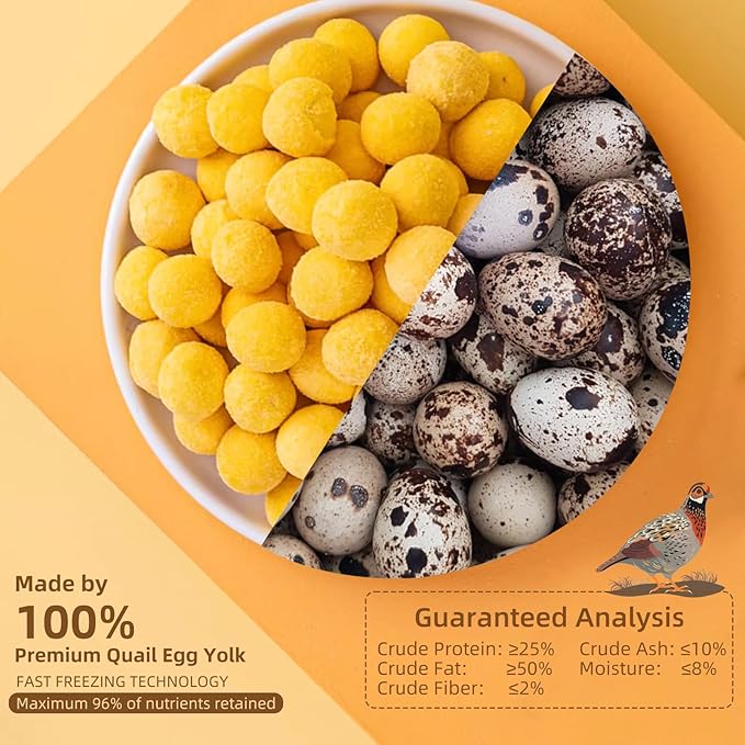 Dehydrated Quail Egg Yolk Snacks for Cats and Dogs Training, Natural Dog Food Limited Ingredient, Healthy Tasty Freeze-Dried Pet Treats for Dogs Cats (M, Egg)