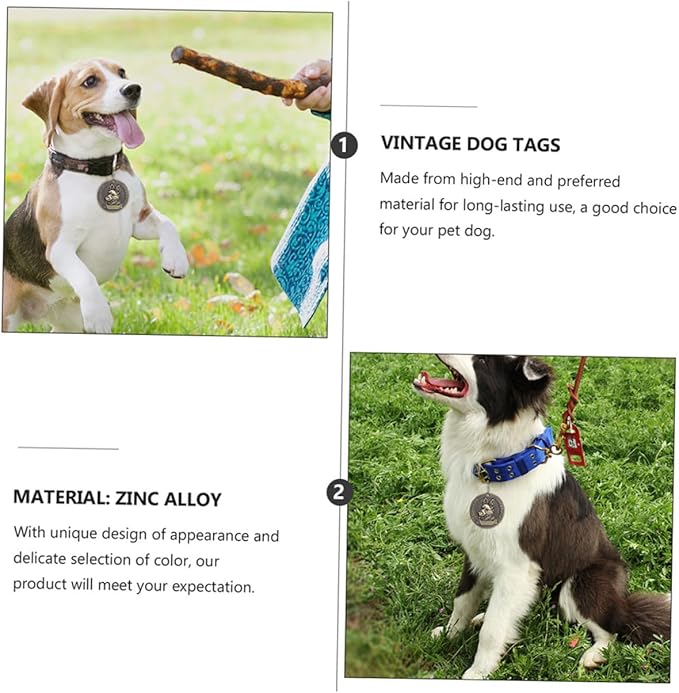 Beaupretty 4pcs German Shepherd Pet Identity Tags Retro Metal Hanging Name Tags Vintage Dog Id Charms for Collar Accessories in Pet Supplies