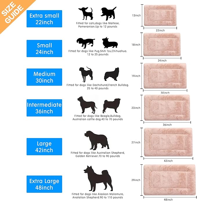 Dog Beds Crate Pad for Small Dogs Ultra Soft Dog Crate Bed Washable & Anti-Slip Kennel Pad for Dogs Cozy Sleeping Mat,Pink 24inch