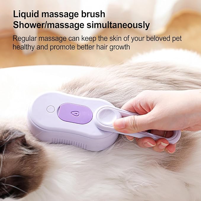Pet Grooming Brush – Multi Functional Hair Removal Tool, Moistures Mist Feature, Ergonomic Handle, 19x7x5cm Bristles | Self Cleaning Comb for Cats Dogs Shedding Control Long Short Hair Care