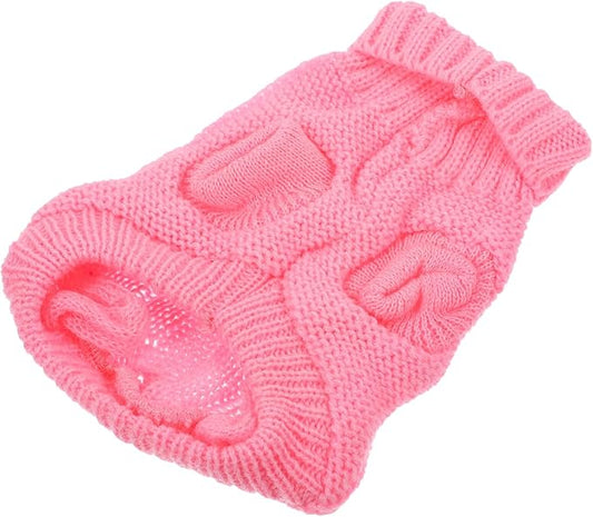 Warm Dog Sweater Turtleneck Pullover Knitted Thermal Coat Size 4 Pink for Winter Puppy Clothing Pet Supply